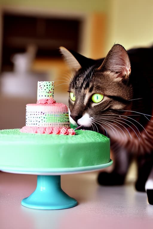  A cat eating cake