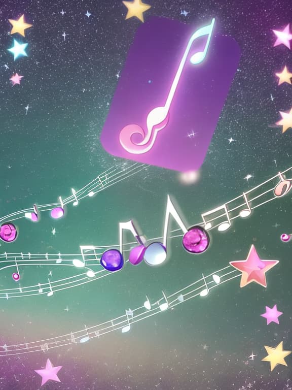  Cute musical notes and sparkling stars and gems wallpaper