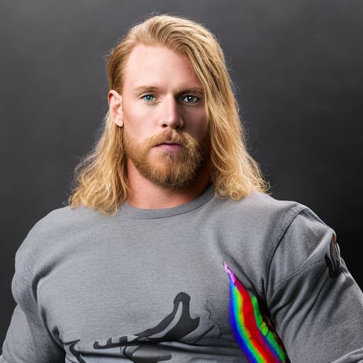 portrait+ style WWE queer blonde hunk dude face