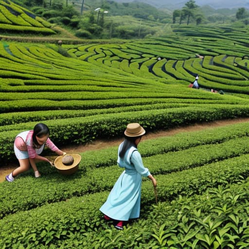  Young woman, tea garden picking,