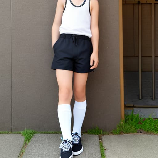  Long high socks Tank top Cute sixth grade hot pants Japanese boy