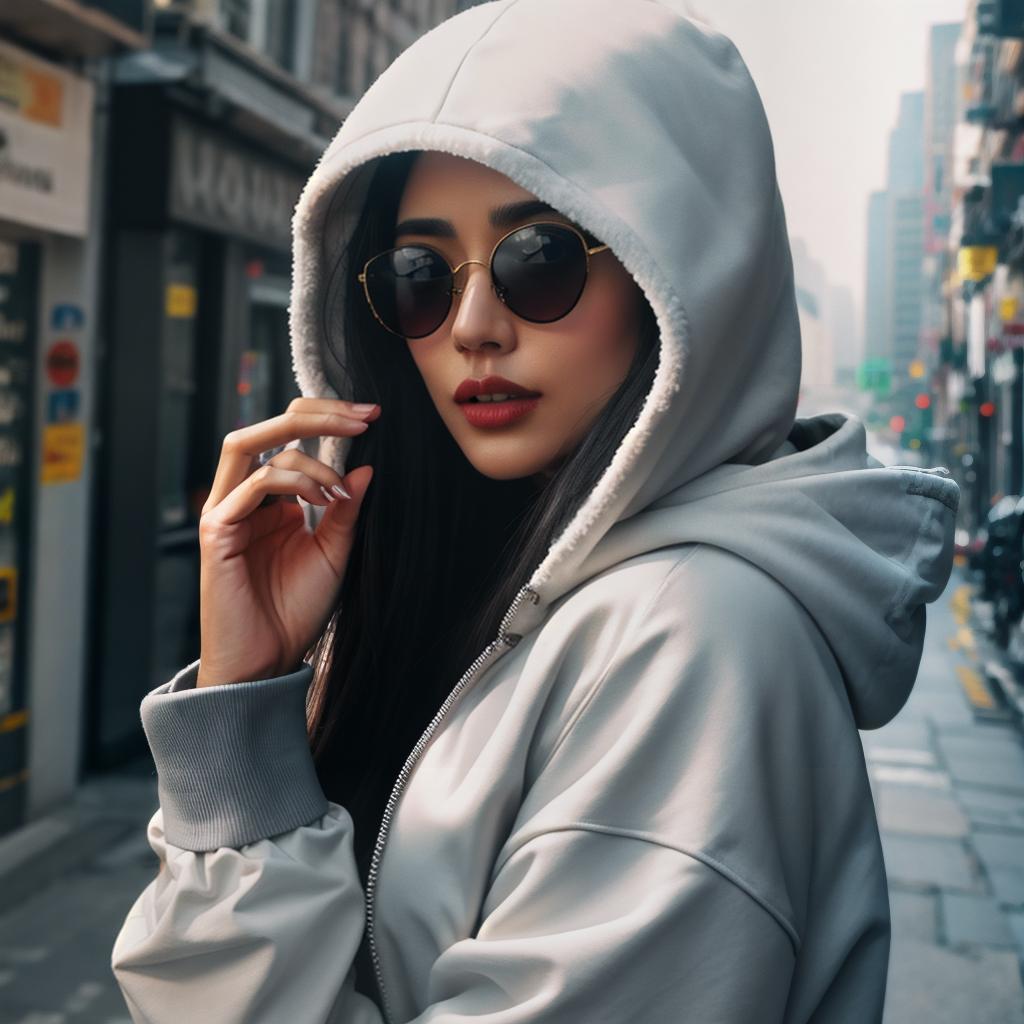  photograph of Modi in sunglasses and hoodie with chain. hyperrealistic, full body, detailed clothing, highly detailed, cinematic lighting, stunningly beautiful, intricate, sharp focus, f/1. 8, 85mm, (centered image composition), (professionally color graded), ((bright soft diffused light)), volumetric fog, trending on instagram, trending on tumblr, HDR 4K, 8K