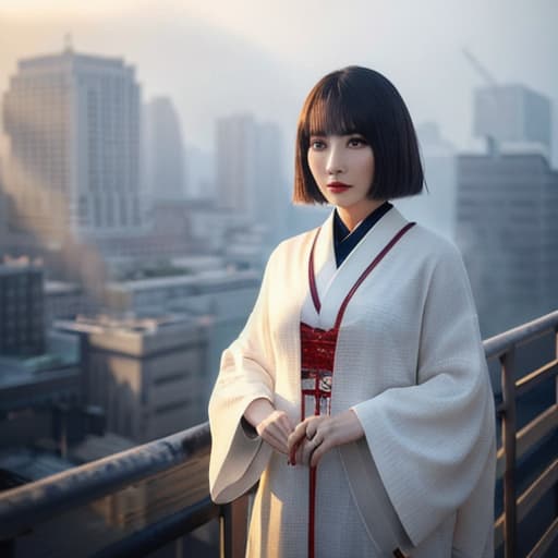  A beautiful Japanese girl hyperrealistic, full body, detailed clothing, highly detailed, cinematic lighting, stunningly beautiful, intricate, sharp focus, f/1. 8, 85mm, (centered image composition), (professionally color graded), ((bright soft diffused light)), volumetric fog, trending on instagram, trending on tumblr, HDR 4K, 8K