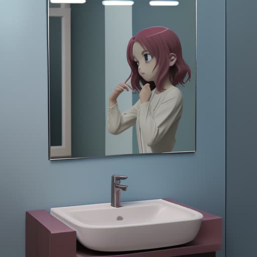  imagen fina de anime, mirandose al espejo reflejando el bien y el mal