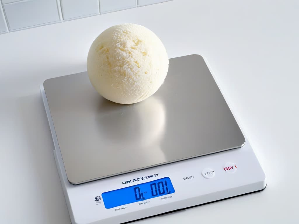  A minimalist yet highly detailed image of a sleek, modern kitchen scale with a digital display, set against a clean, white background. The scale is showcasing precision by weighing out perfectly portioned ingredients like flour and sugar, with each item meticulously arranged on the scale's surface. The lighting is soft, emphasizing the precision and accuracy of the scale, making it an ideal visual representation for the article on precise kitchen scales for baking. hyperrealistic, full body, detailed clothing, highly detailed, cinematic lighting, stunningly beautiful, intricate, sharp focus, f/1. 8, 85mm, (centered image composition), (professionally color graded), ((bright soft diffused light)), volumetric fog, trending on instagram, trending on tumblr, HDR 4K, 8K