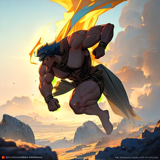  (greek god muscle ), anime, highly detailed, 4k, high quality, trending on art station hyperrealistic, full body, detailed clothing, highly detailed, cinematic lighting, stunningly beautiful, intricate, sharp focus, f/1. 8, 85mm, (centered image composition), (professionally color graded), ((bright soft diffused light)), volumetric fog, trending on instagram, trending on tumblr, HDR 4K, 8K