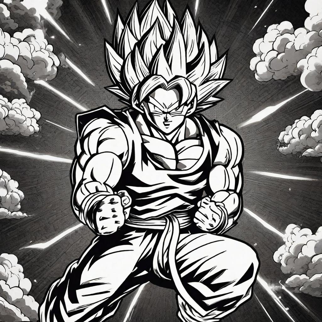  masterpiece, best quality, Main Focus: Goku's First Spirit Bomb Position: Goku in his iconic pose, summoning the Spirit Bomb, positioned around your shoulder. The Spirit Bomb itself would be a focal point, glowing brightly at the top of your shoulder. Additional Characters and Scenes: Vegeta and Gohan: Below Goku, perhaps on your upper arm, Vegeta and Gohan could be shown in dynamic fighting stances, representing other key moments or battles. Frieza: To balance the composition, Frieza can be depicted on your lower arm, possibly in his final form, to add intensity and drama to the narrative of the sleeve. Shenron: Weaving through the scenes could be Shenron, the dragon, as a unifying element that ties the whole sleeve together. Art