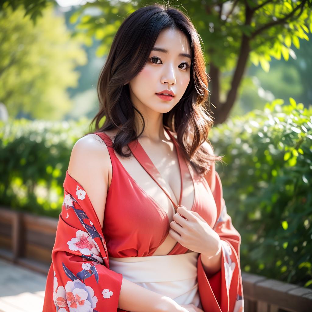  (masterpiece:1.3), (8k, photorealistic, photo, best quality: 1.4), (Japanese woman wearing clothes:),(realistic face), realistic eyes, (realistic skin), beautiful skin, kimono, (perfect body:1.3), (detailed body:1.2), hyperrealistic, full body, detailed clothing, highly detailed, cinematic lighting, stunningly beautiful, intricate, sharp focus, f/1. 8, 85mm, (centered image composition), (professionally color graded), ((bright soft diffused light)), volumetric fog, trending on instagram, trending on tumblr, HDR 4K, 8K