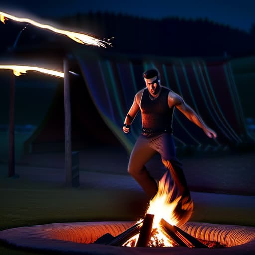  Village but for people from it, night, people jumping over the fire hyperrealistic, full body, detailed clothing, highly detailed, cinematic lighting, stunningly beautiful, intricate, sharp focus, f/1. 8, 85mm, (centered image composition), (professionally color graded), ((bright soft diffused light)), volumetric fog, trending on instagram, trending on tumblr, HDR 4K, 8K