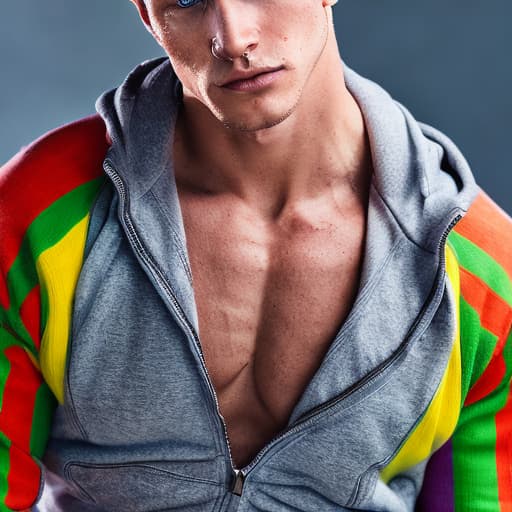 portrait+ style Russian queer fitness model blonde hunk dude face