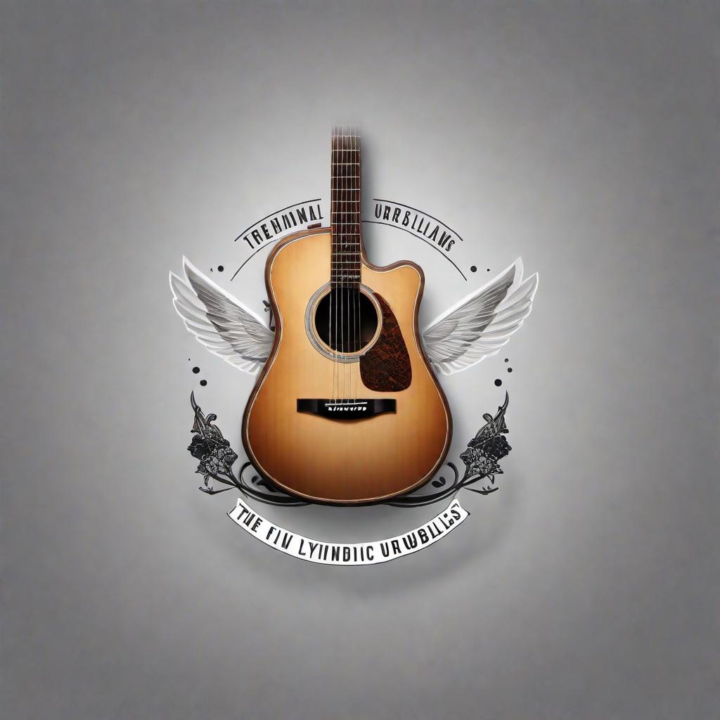  Create a simple logo for an acoustic rock band named The Flyin’ Umbrellas to be put on a t-shirt. The logo should include the band's name and a guitar. hyperrealistic, full body, detailed clothing, highly detailed, cinematic lighting, stunningly beautiful, intricate, sharp focus, f/1. 8, 85mm, (centered image composition), (professionally color graded), ((bright soft diffused light)), volumetric fog, trending on instagram, trending on tumblr, HDR 4K, 8K