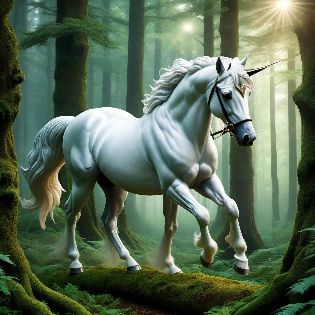  A Pegasus horse with an hourglass in a mystical forest. The image should depict the Pegasus as a majestic, winged creature with a glowing hourglass held gently in its mouth, symbolizing timelessness. The forest should appear enchanted, with ethereal lighting, ancient trees, and a sense of magic in the air. hyperrealistic, full body, detailed clothing, highly detailed, cinematic lighting, stunningly beautiful, intricate, sharp focus, f/1. 8, 85mm, (centered image composition), (professionally color graded), ((bright soft diffused light)), volumetric fog, trending on instagram, trending on tumblr, HDR 4K, 8K