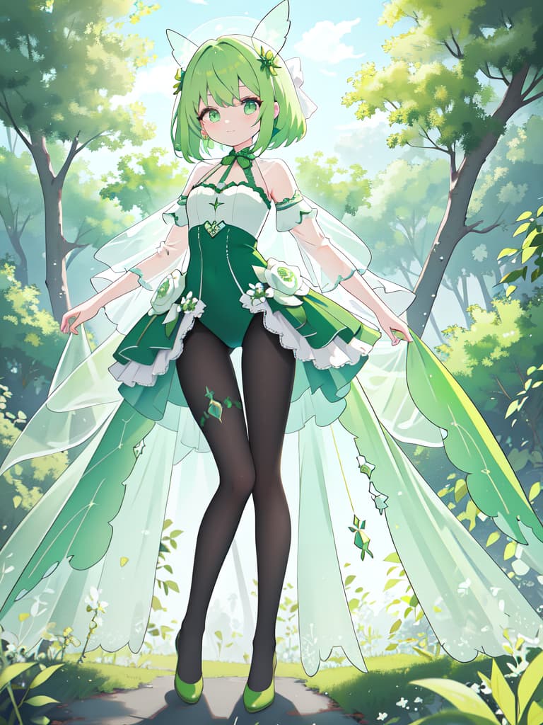  Green hair character with only net tights with the whole body, masterpiece, best quality,8k,ultra detailed,high resolution,an extremely delicate and beautiful,hyper detail