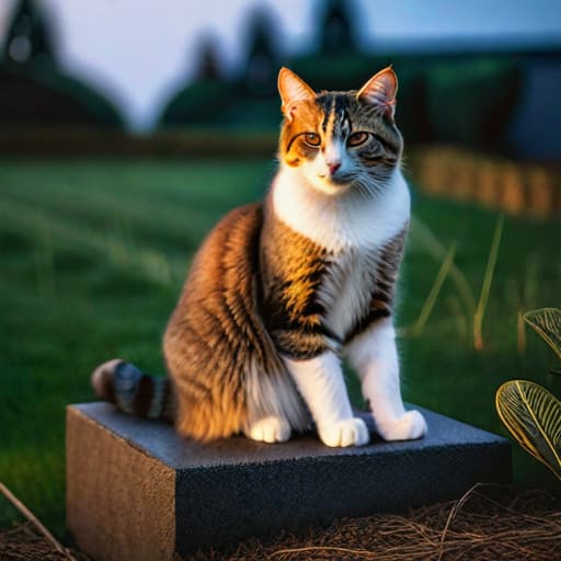  cat hyperrealistic, full body, detailed clothing, highly detailed, cinematic lighting, stunningly beautiful, intricate, sharp focus, f/1. 8, 85mm, (centered image composition), (professionally color graded), ((bright soft diffused light)), volumetric fog, trending on instagram, trending on tumblr, HDR 4K, 8K