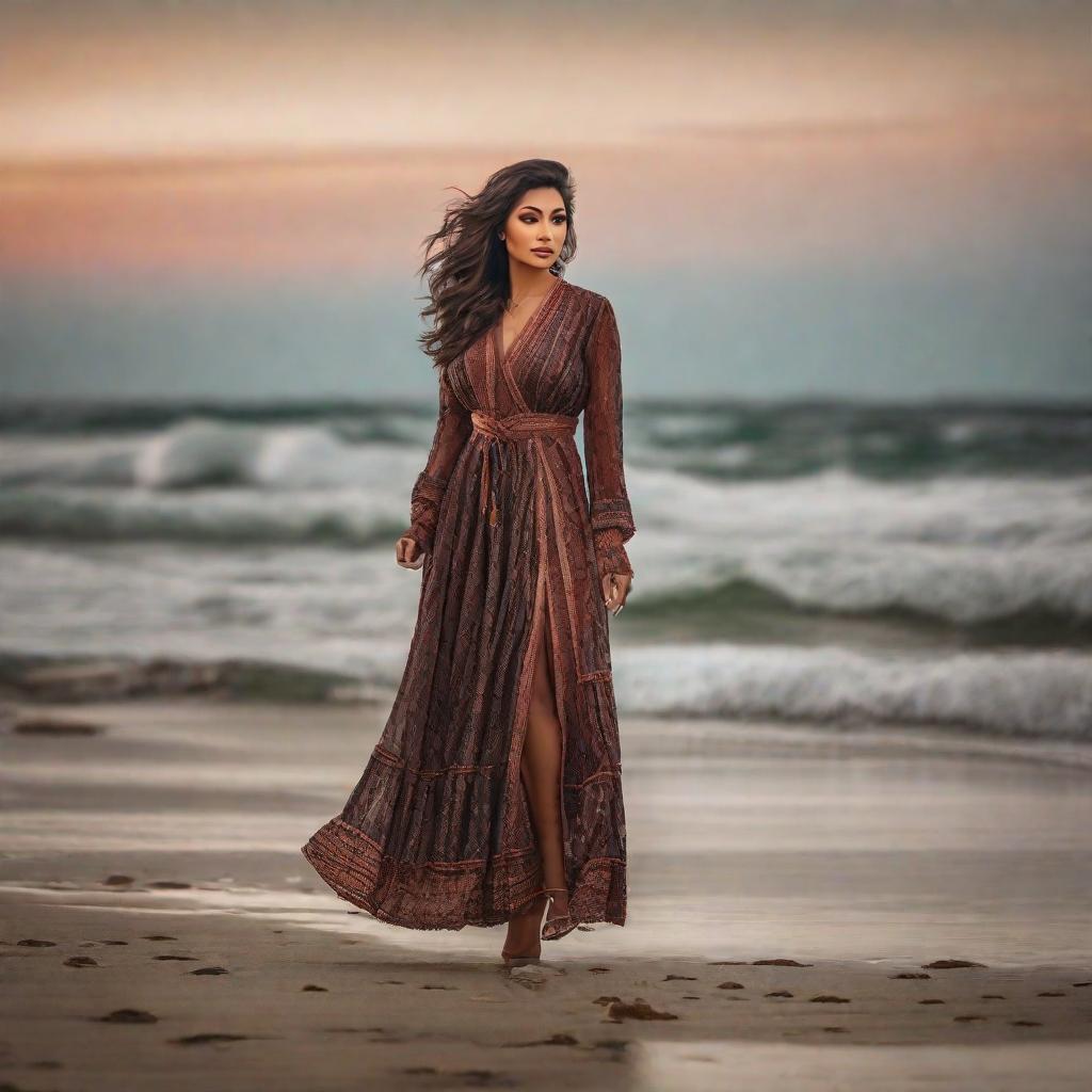  very cute at the beach wearing a  hyperrealistic, full body, detailed clothing, highly detailed, cinematic lighting, stunningly beautiful, intricate, sharp focus, f/1. 8, 85mm, (centered image composition), (professionally color graded), ((bright soft diffused light)), volumetric fog, trending on instagram, trending on tumblr, HDR 4K, 8K