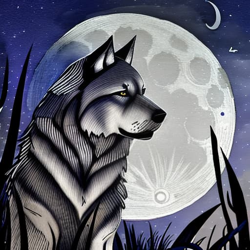  noche de luna llena con lobos, espíritus y una linda mujer