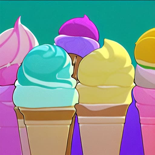  ice cream yellow pink green blue purple gold dream