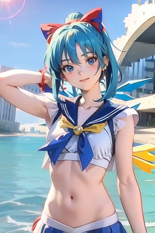  Cirno, bikini, sailor moon style