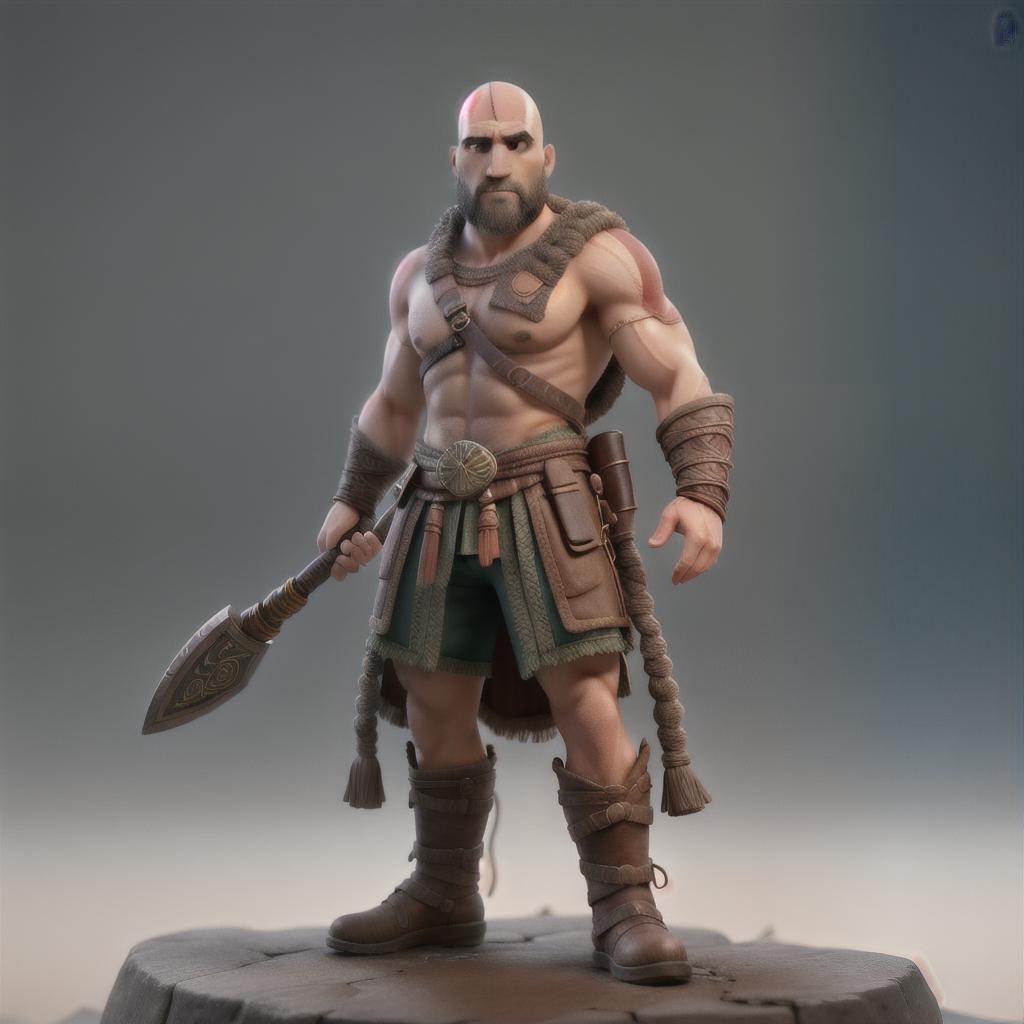  God of war hyperrealistic, full body, detailed clothing, highly detailed, cinematic lighting, stunningly beautiful, intricate, sharp focus, f/1. 8, 85mm, (centered image composition), (professionally color graded), ((bright soft diffused light)), volumetric fog, trending on instagram, trending on tumblr, HDR 4K, 8K