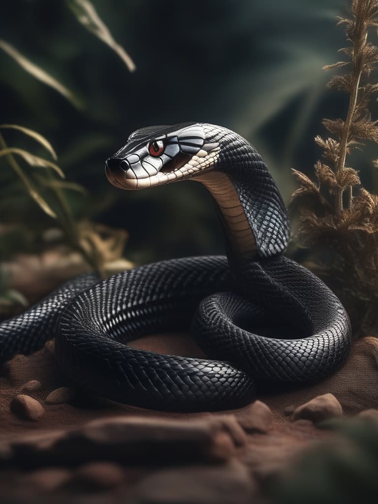  An anthropomorphic black cobra female is embracing a bipedal male white viper; it is a romantic 3D scene. hyperrealistic, full body, detailed clothing, highly detailed, cinematic lighting, stunningly beautiful, intricate, sharp focus, f/1. 8, 85mm, (centered image composition), (professionally color graded), ((bright soft diffused light)), volumetric fog, trending on instagram, trending on tumblr, HDR 4K, 8K