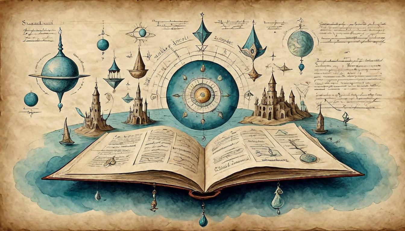  on parchment, surrealism+++, Individual visualizing success, surrounded by floating affirmations, clear and focused mind, steadfast, committed(mysterious, provocative, symbolic,muted color)+++