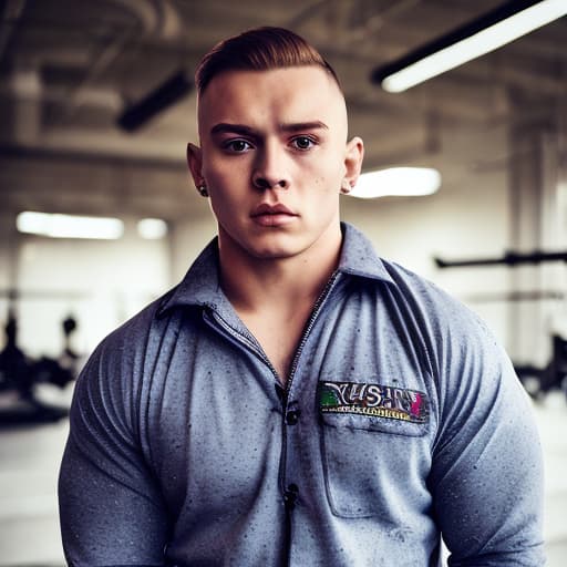 portrait+ style russian homosexual queer powerlifter blonde very cute dude face