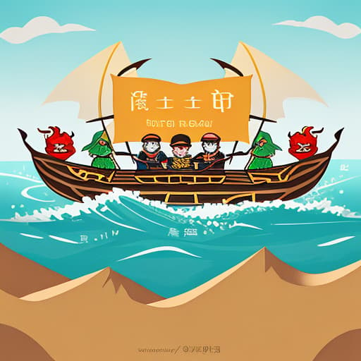  Design a logo with Tan character, which has the meaning of dragon boat.