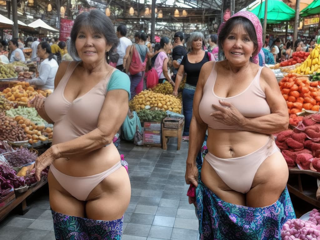  hermosa mujer madura de 40 años booty en calzones en la plaza de mercado de Indonesia Malasia