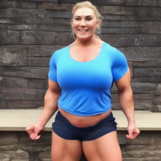  Big woman with muscle body