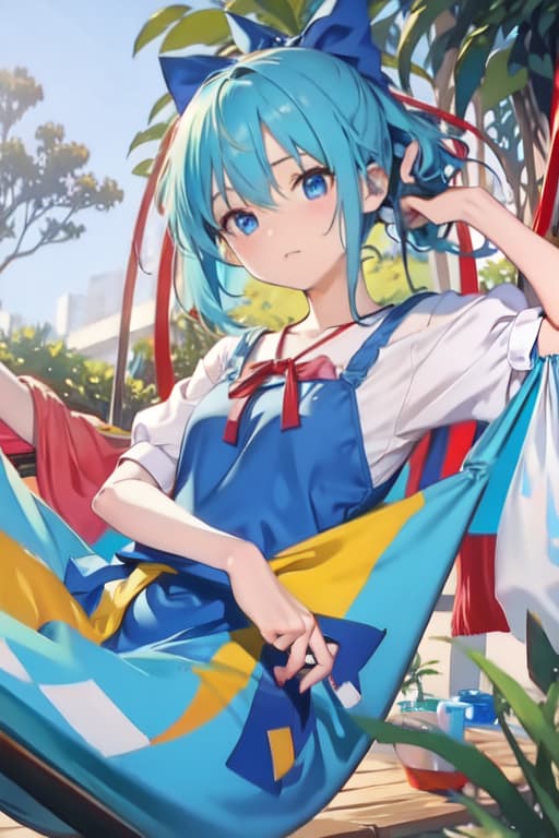  Cirno on a hammock, painted, paint style