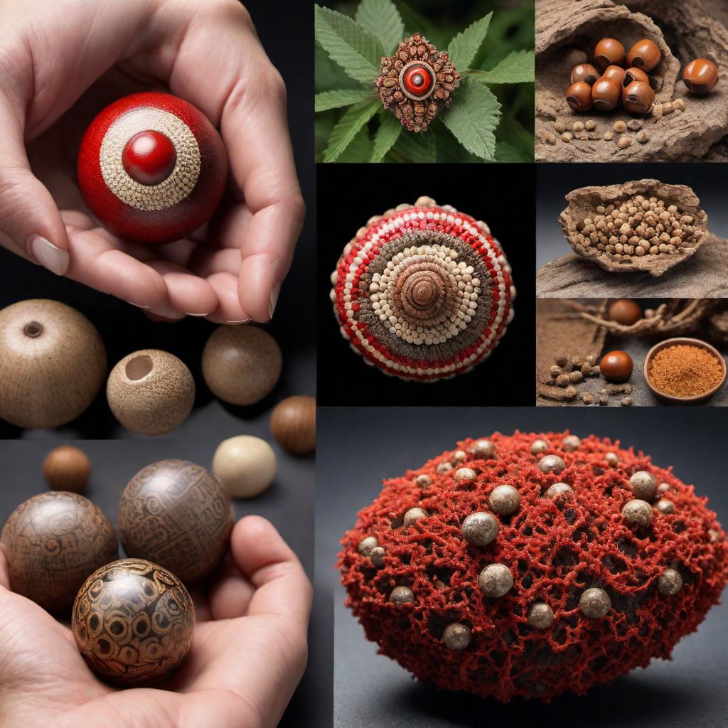  A collage illustrating the significance and uses of the buckeye in Hoodoo. Showcase the buckeye as a central object. Include elements such as: 1. The buckeye being used as a protective amulet. 2. The buckeye bringing luck in gambling (e.g., dice, cards). 3. The buckeye enhancing physical strength and health. 4. The buckeye added to mojo bags. This image should combine these elements in a balanced and artistic manner to highlight the importance of the buckeye in Hoodoo practices. hyperrealistic, full body, detailed clothing, highly detailed, cinematic lighting, stunningly beautiful, intricate, sharp focus, f/1. 8, 85mm, (centered image composition), (professionally color graded), ((bright soft diffused light)), volumetric fog, trending on instagram, trending on tumblr, HDR 4K, 8K