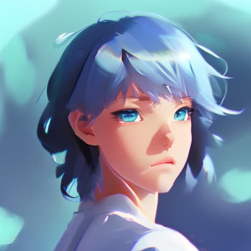 portrait+ style masterpiece. blurry background. loocing at viewers. 1girl. blue hair. Makoto Shinkai style. bangs. vibrant colors. 32K. high details. in the style skin art. blue eyes. full body. futures. beautiful.