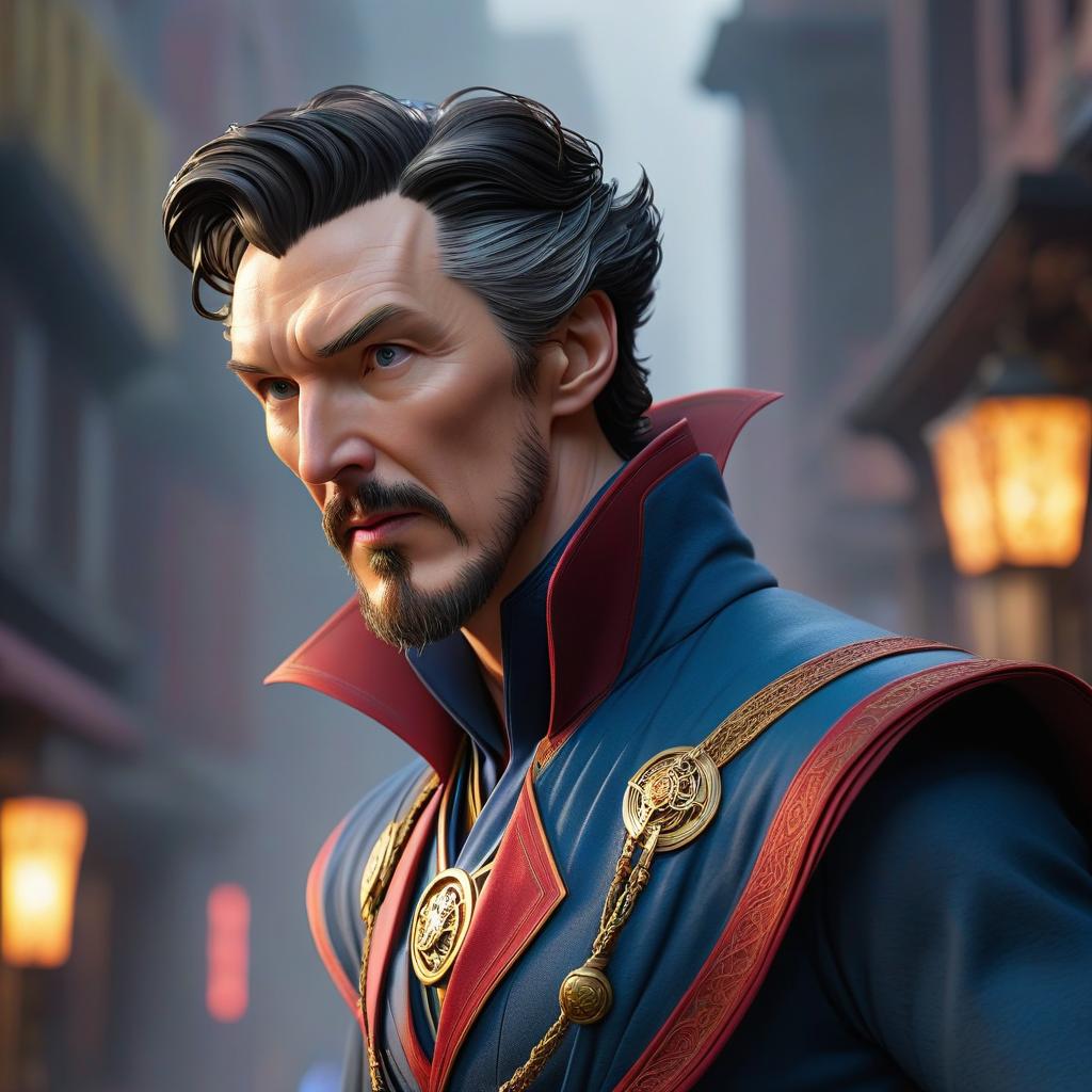  Dr. Stephen Strange, runs away, loud laughter. hyperrealistic, full body, detailed clothing, highly detailed, cinematic lighting, stunningly beautiful, intricate, sharp focus, f/1. 8, 85mm, (centered image composition), (professionally color graded), ((bright soft diffused light)), volumetric fog, trending on instagram, trending on tumblr, HDR 4K, 8K