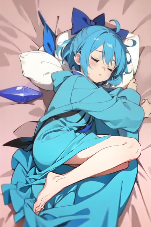  Cirno in a sleeping bag, sketch