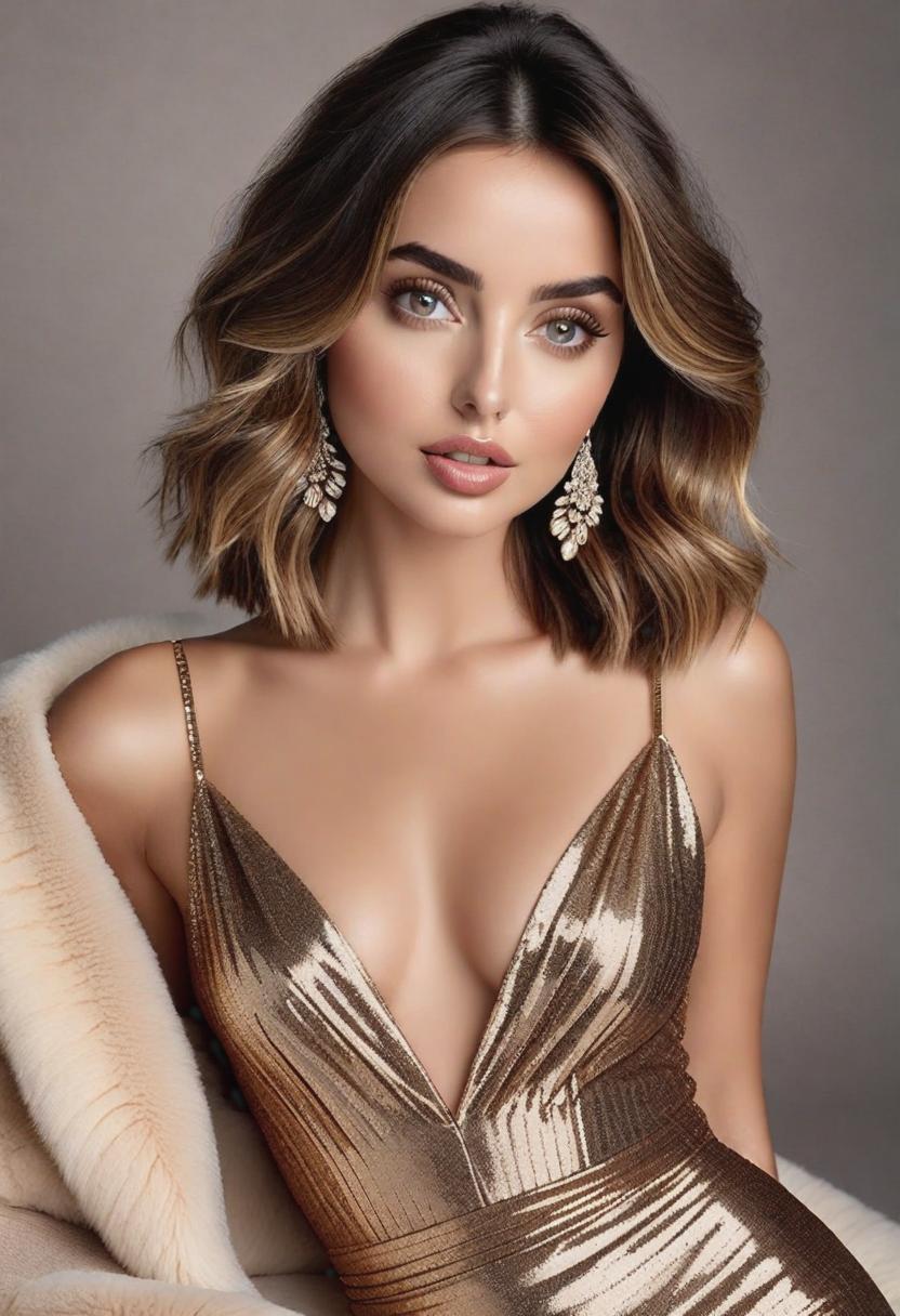  1. A stunning portrait of Ana De Armas, with soft lighting that highlights her flawless complexion and elegant features. The style should capture every intricate detail of her face, from the mesmerizing sparkle in her eyes to the gentle curve of her lips. The overall atmosphere should exude a sense of subtle sophistication and understated beauty.

2. Ana De Armas in a glamorous red carpet moment, wearing a breathtaking gown that accentuates her graceful figure. The style should emphasize the luxurious fabrics and intricate details of the dress, while also capturing the confidence and poise radiating from Ana's every step. The lighting should be dramatic, casting striking shadows that add depth and intrigue to the scene.

3. An intimate clos hyperrealistic, full body, detailed clothing, highly detailed, cinematic lighting, stunningly beautiful, intricate, sharp focus, f/1. 8, 85mm, (centered image composition), (professionally color graded), ((bright soft diffused light)), volumetric fog, trending on instagram, trending on tumblr, HDR 4K, 8K
