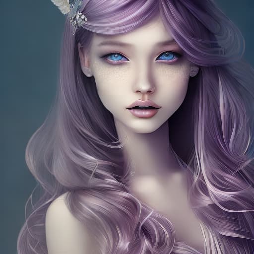 mdjrny-v4 style Beautiful Japanese with violet hair, full height