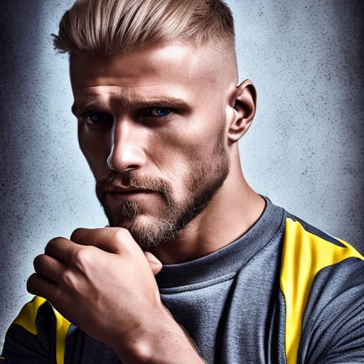 portrait+ style russian queer fitness model blonde very cute dilf dude face