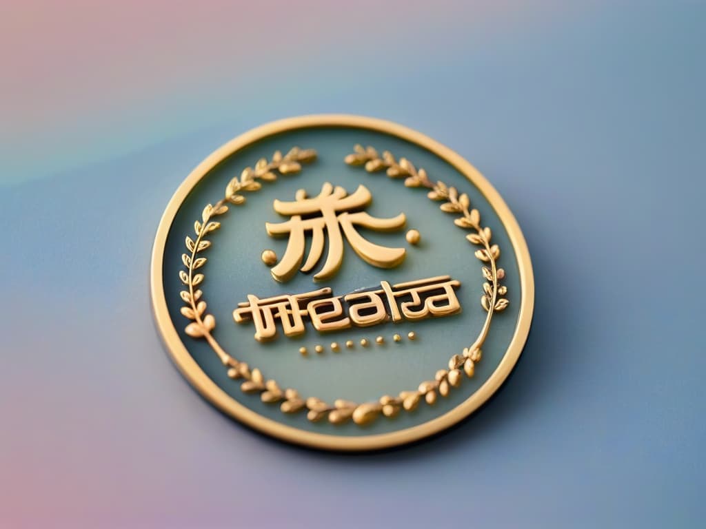  A minimalist, ultradetailed 8k image of a delicate, intricately designed gold seal with the words "Certificación de Pastelería Saludable" elegantly engraved in cursive font at the center. The background is a soft gradient of pastel colors, enhancing the luxurious feel of the certification. hyperrealistic, full body, detailed clothing, highly detailed, cinematic lighting, stunningly beautiful, intricate, sharp focus, f/1. 8, 85mm, (centered image composition), (professionally color graded), ((bright soft diffused light)), volumetric fog, trending on instagram, trending on tumblr, HDR 4K, 8K