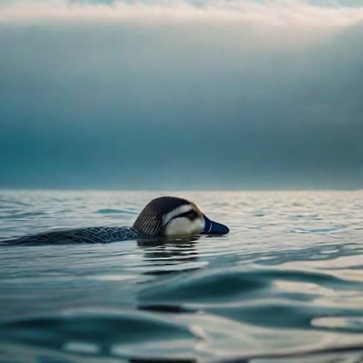  animal swimming in the ocean hyperrealistic, full body, detailed clothing, highly detailed, cinematic lighting, stunningly beautiful, intricate, sharp focus, f/1. 8, 85mm, (centered image composition), (professionally color graded), ((bright soft diffused light)), volumetric fog, trending on instagram, trending on tumblr, HDR 4K, 8K