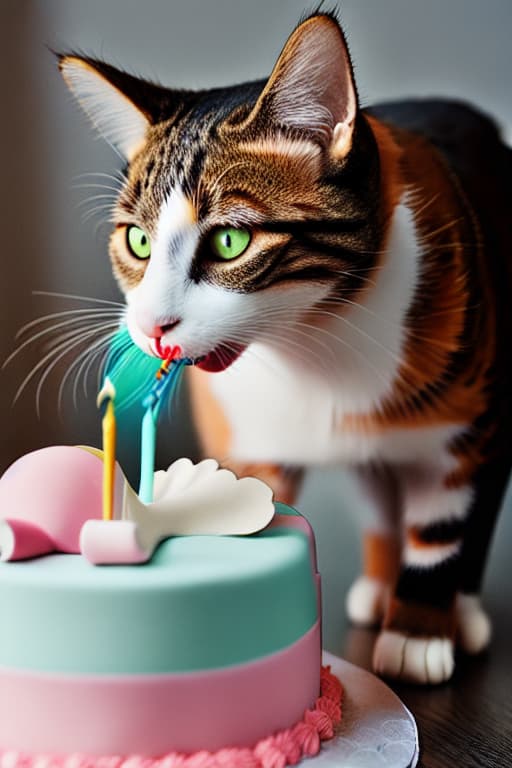  A cat eating cake