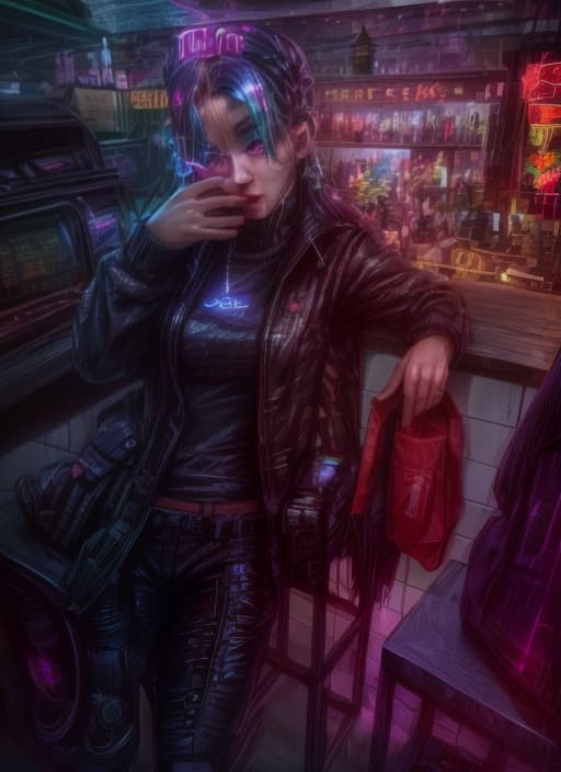 "(Cyberpunk style), (((very detailed))), (((detailed face))), ((detailed eyes)), ((((real eyes)))), ((((highest quality)))), (((very realistic))), (((correct gender))), authentic cyberpunk appearance, 8k, ((neon)), ((glasses)), (4k resolution)",