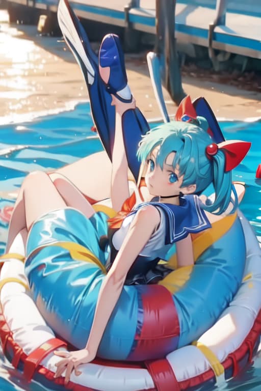  Cirno, one piece swimsuit, sailor moon style