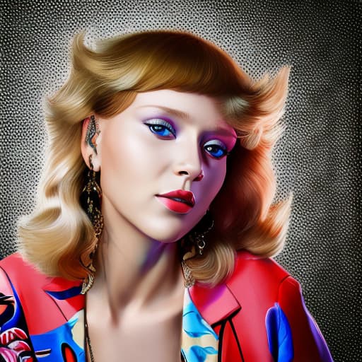 portrait+ style russian queer famous pop singer blonde milf female face