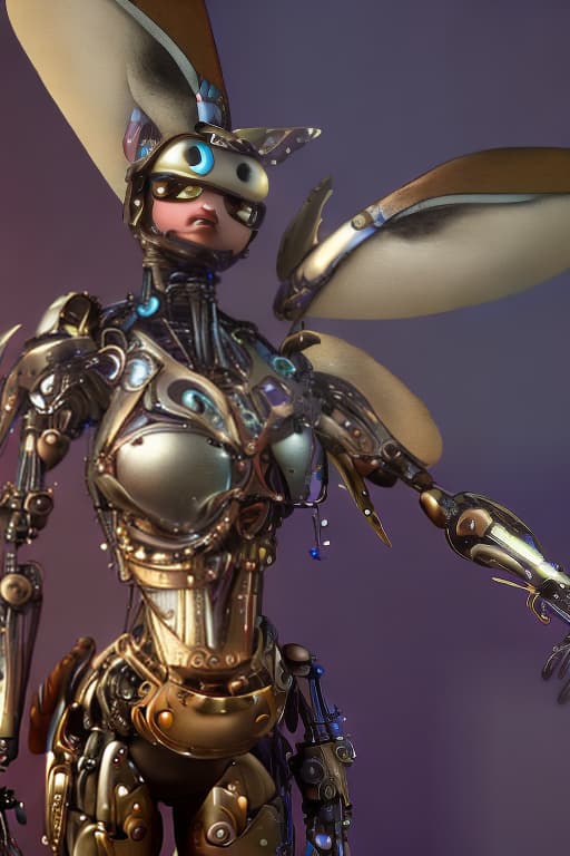 modern disney style Steampunk cybernetic biomechanical hornet with wings, 3 d model, very coherent symmetrical artwork