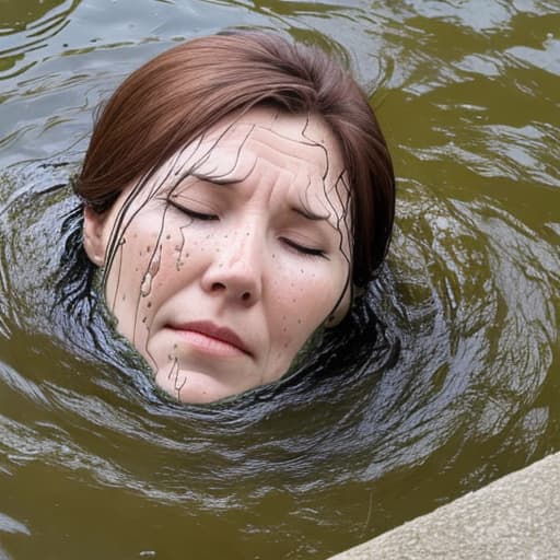  woman's head drowning in the river