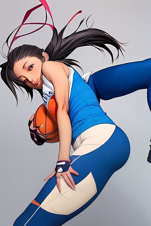  Anime athlete over in tight pants