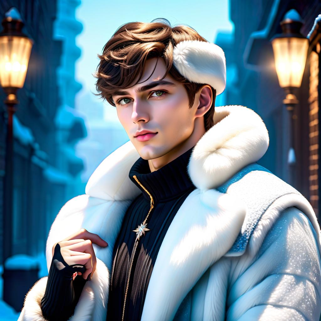  Advertising poster style A young Russian man wearing a ushanka hat and a fur coat with a bulging chest wields the power of ice. . Professional, modern, product focused, commercial, eye catching, highly detailed hyperrealistic, full body, detailed clothing, highly detailed, cinematic lighting, stunningly beautiful, intricate, sharp focus, f/1. 8, 85mm, (centered image composition), (professionally color graded), ((bright soft diffused light)), volumetric fog, trending on instagram, trending on tumblr, HDR 4K, 8K