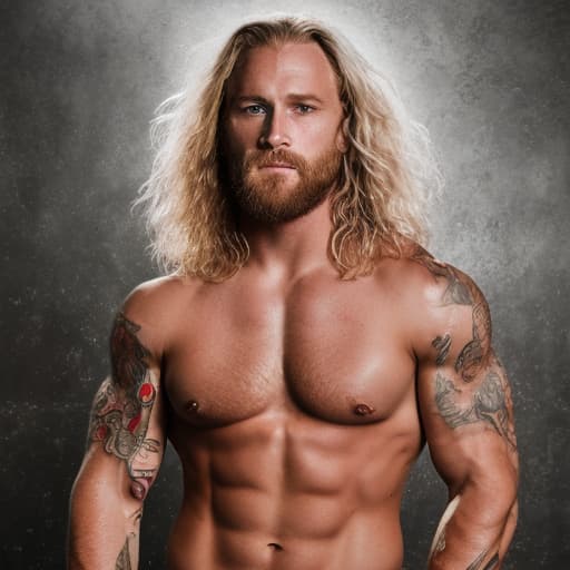 portrait+ style WWE queer blonde hunk dude face