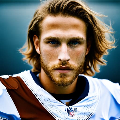 portrait+ style NFL queer blonde hunk dude face