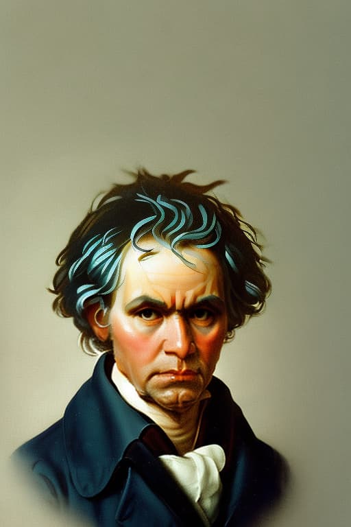 portrait+ style Picture Beethoven composing his 9th symphony.